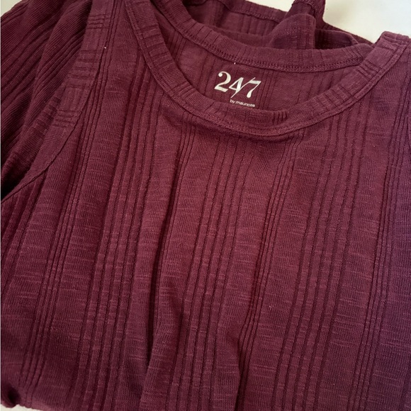 Ribbed Knit Women's Tank Tops- Green, Burgundy, Navy, Tan - Picture 2 of 4